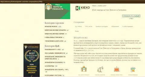 Обзорная статья про ФОРЕКС компанию KIEXO размещена на directory financemagnates com