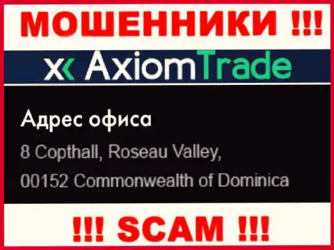 Контора Аксиом Трейд находится в офшорной зоне по адресу: 8 Copthall, Roseau Valley, 00152 Commonwealth of Dominika - стопроцентно ворюги !!!