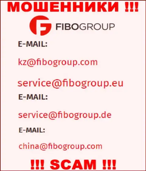 E-mail, который аферисты FiboForex предоставили у себя на официальном ресурсе