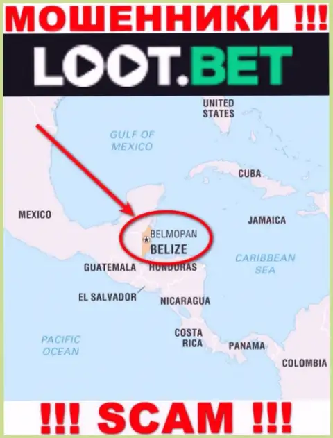 Лучше избегать работы с internet-махинаторами Лоот Бет, Belize - их юридическое место регистрации