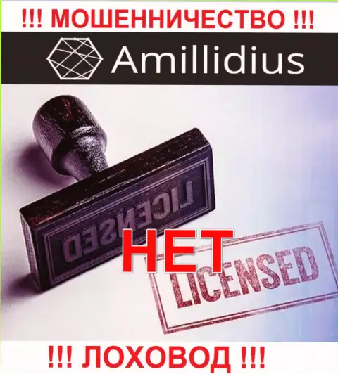 Лицензию Амиллидиус не имеет, потому что мошенникам она не нужна, БУДЬТЕ ОЧЕНЬ ОСТОРОЖНЫ !!!