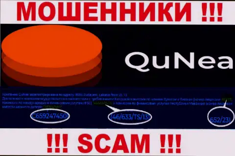 Воры QuNea не скрывают свою лицензию на осуществление деятельности, показав ее на сайте, но будьте крайне осторожны !!!