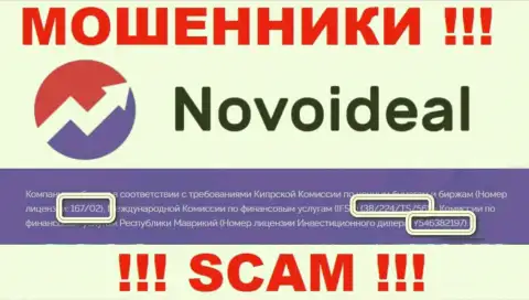 Не сотрудничайте с организацией NovoIdeal, даже зная их лицензию, предложенную на web-сервисе, Вы не убережете собственные вложения