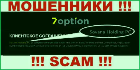 Инфа про юридическое лицо интернет-жуликов 7 Опцион - Sovana Holding PC, не спасет Вас от их грязных рук