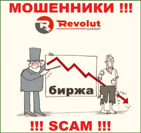 Имея дело с дилинговой организацией RevolutExpert Ltd не ожидайте прибыль, поскольку они хитрые воры и мошенники