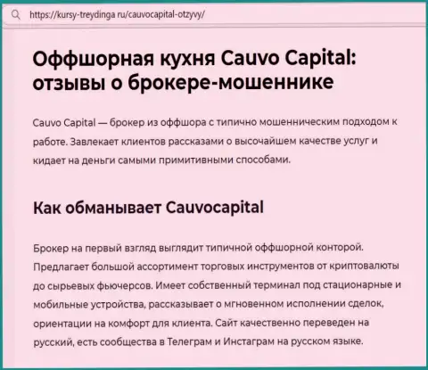 Cauvo Capital - это КИДАЛЫ ! статья с доказательствами мошеннических действий