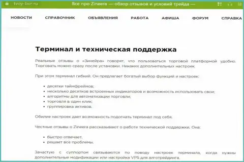 Детальный обзор функций официального сайта брокерской организации Зиннейра в обзоре на web-сайте Tvoy Bor Ru